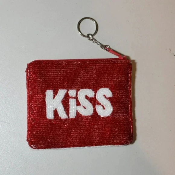 KISS /Lips beaded change purse/ key chain‎ - Picture 1 of 4